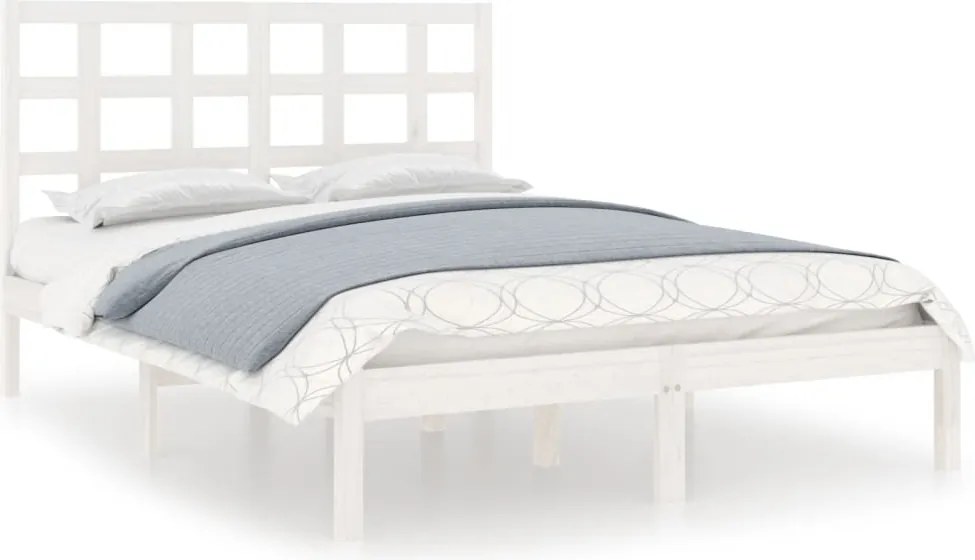 vidaXL Cadru de pat mic dublu, alb, 120x190 cm, lemn masiv