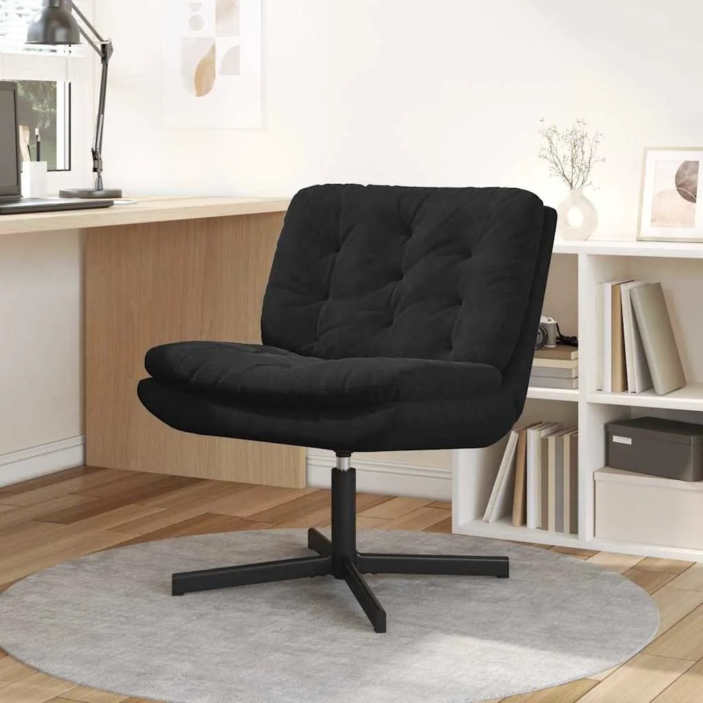 vidaXL Scaun Relaxant Rotativ cu pernă Negru 63 x 75 x 76 cm Catifea
