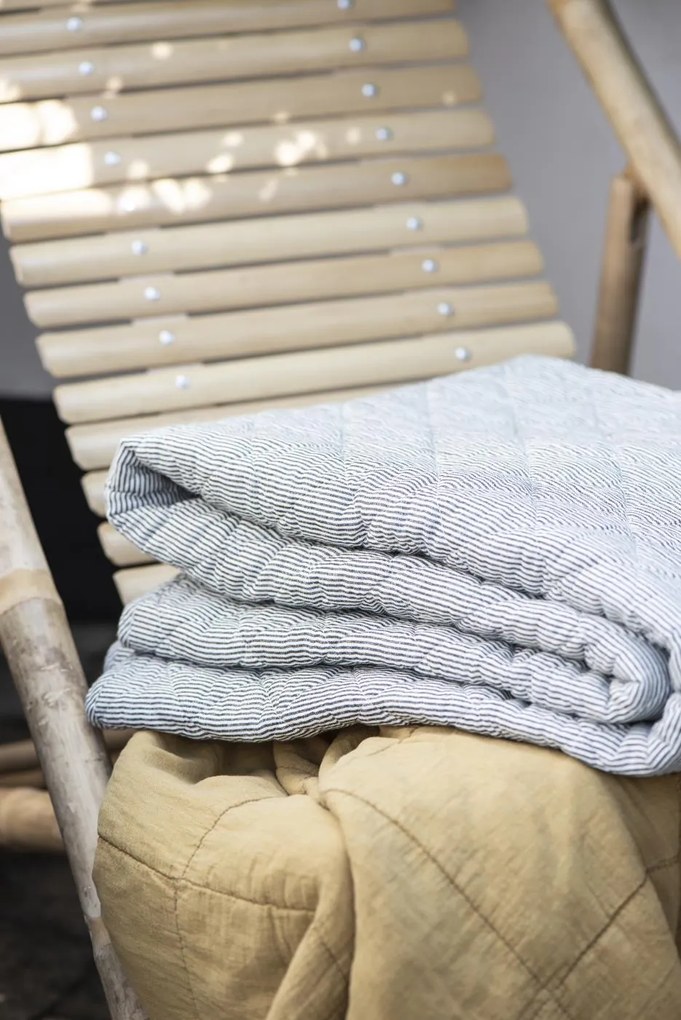 Pilota alba din bumbac cu dungi gri 130x180 cm