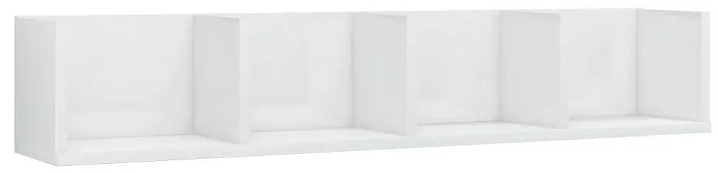 801325 vidaXL Raft de perete CD-uri, alb extralucios, 100 x 18 x 18 cm, PAL