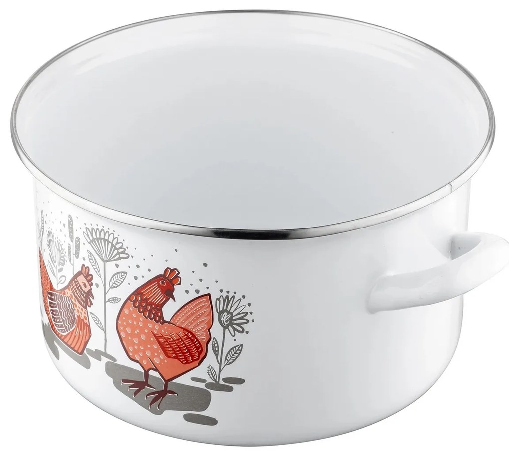 Oală emailată cu capac Emalia Pleszew Rubinka, 22 cm, 4,7 l, diam. 22 cm