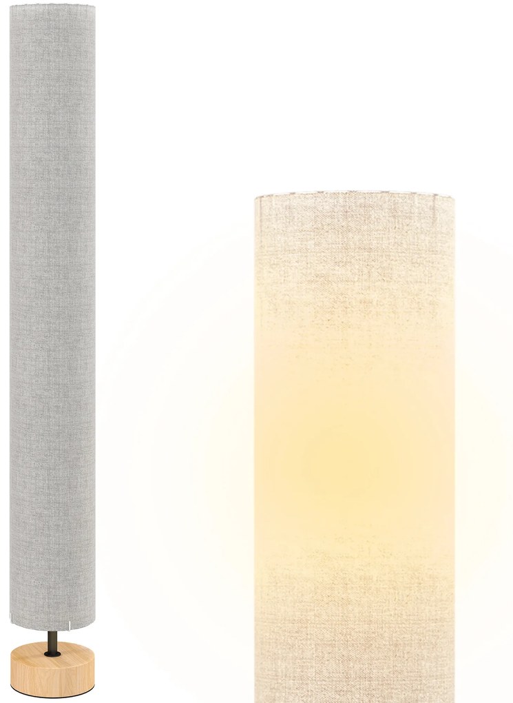 HOMCOM Lampadare de podea pentru living cu abajur din in, comutator de picior, 2 x dulie E27, 120 cm, gri | Aosom Romania