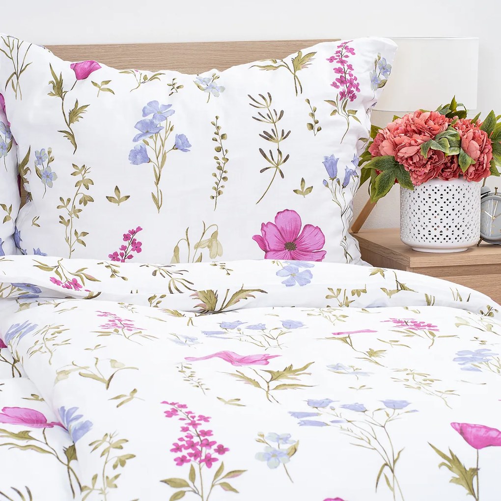 Lenjerie de pat din muselină 4Home Wildflower Harmony, 140 x 220 cm, 70 x 90 cm