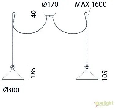 Lustra rustica cu 2 pendule, fabricata manual Tabia 212.10.OV