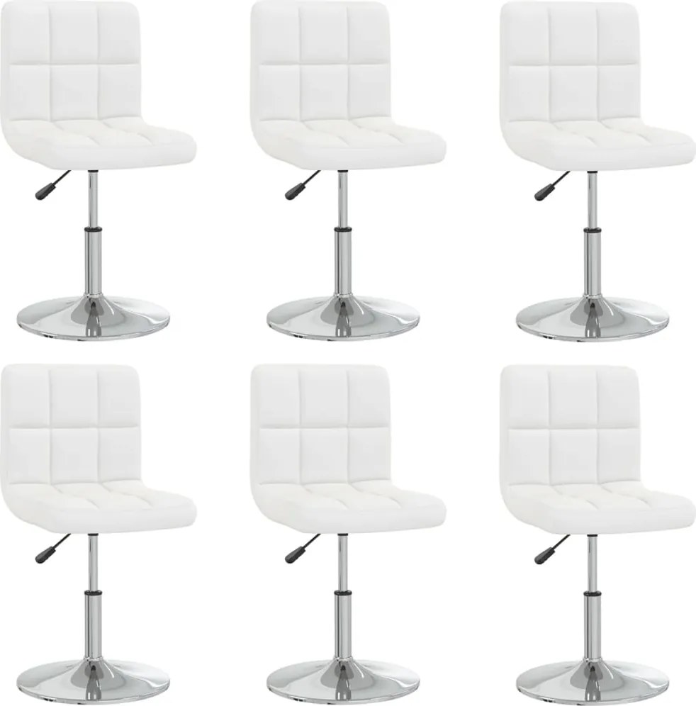 vidaXL Scaune de bucătărie, 6 buc., alb, piele ecologică