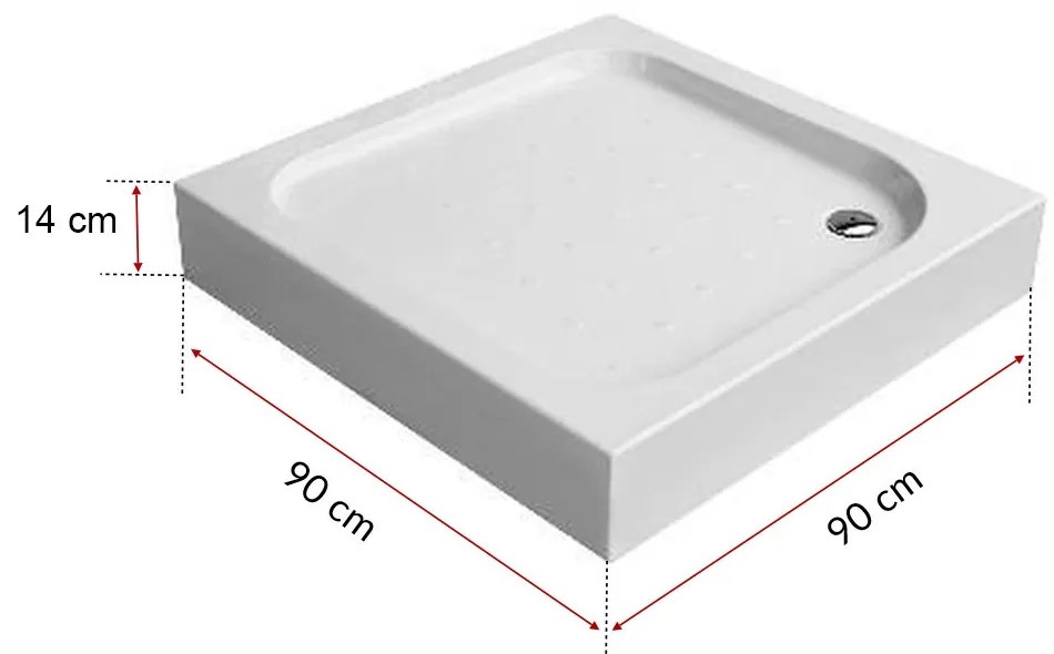 Cădiță de duș acrilică pătrată Klonberg 90x90 cm