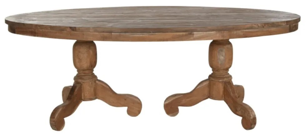 Masa dining, din lemn de tec, cu 2 picioare sculptate, Aurea