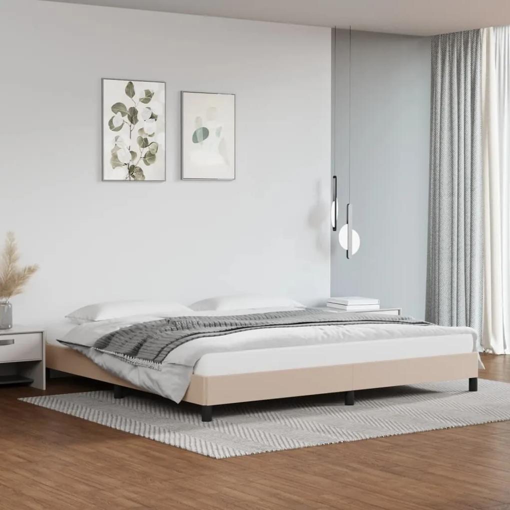 Cadru de pat, cappuccino, 200x200 cm, piele ecologica Cappuccino, 25 cm, 200 x 200 cm