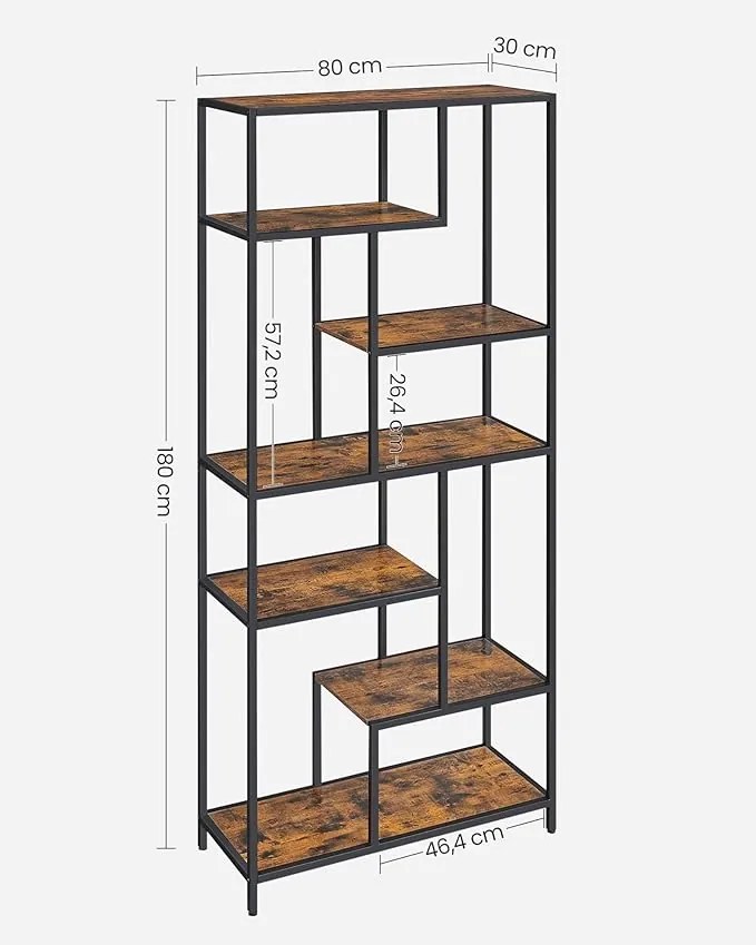 Biblioteca de design TAYLOR 180x80 cm, maro rustic