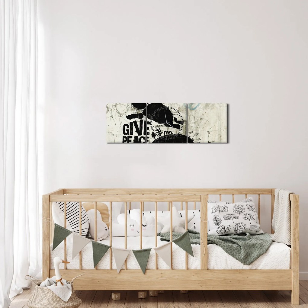 Tablou - Elefant deasupra solului (cu ceas) (90x30 cm)