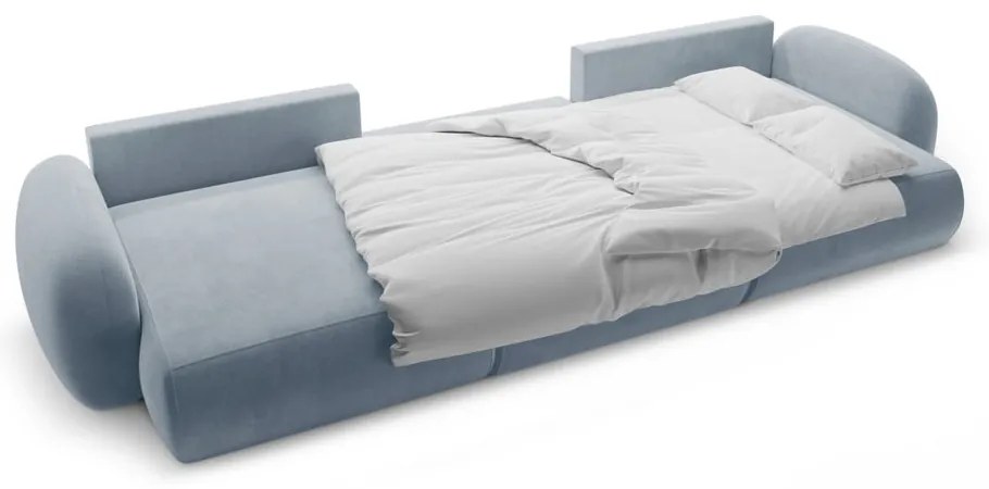 Colțar albastru prăfuit extensibil/cu spațiu de depozitare cu tapițerie din catifea (în formă de "U") Tonale – Cosmopolitan Design