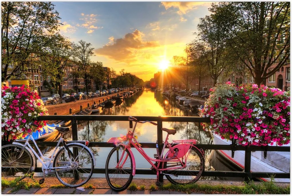 Tablou - Răsărit de soare la Amsterdam (90x60 cm)