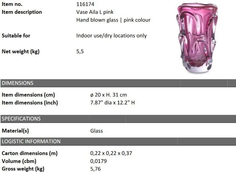 Vaza flori, Vas decorativ Aila L roz