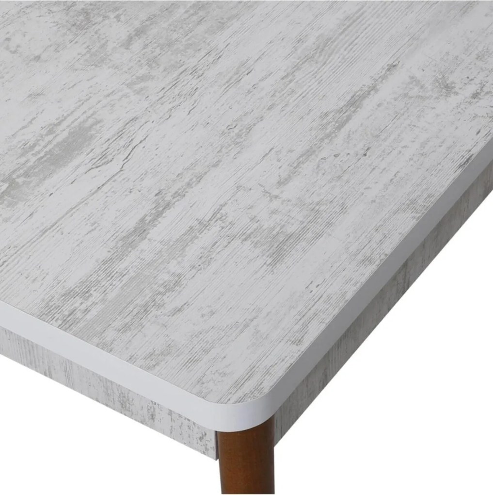 Masa bucatarie Brigitte, culoare bej si nuc, 120 cm