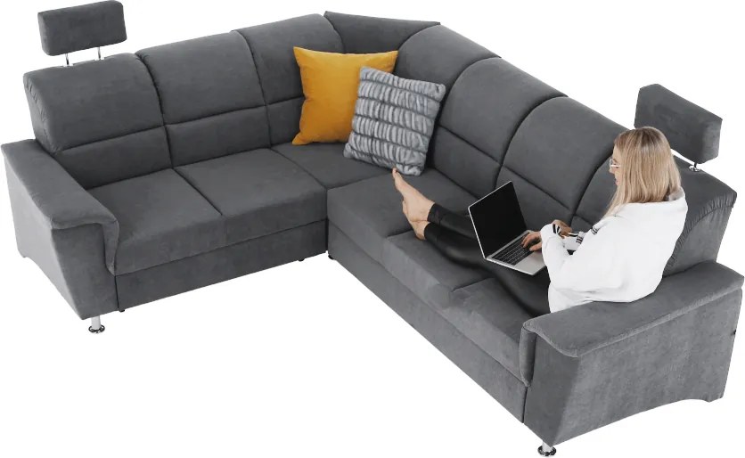 Colţar extensibil, material textil gri, model stânga, SANTIAGO