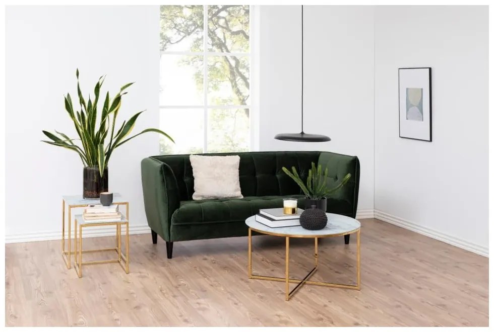 Set 2 măsuțe auxiliare, decor marmură albă Actona Alisma