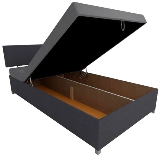 Pat tapițat DALLAS 108 x 205 cm, reglabil, cu spațiu de depozitare, gri/antracit