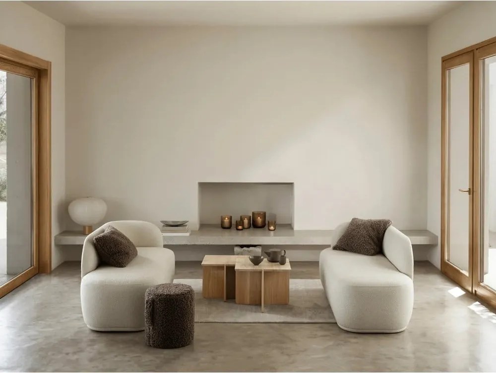 Taburet maro închis cu tapițerie din țesătură bouclé Teddy – Blomus