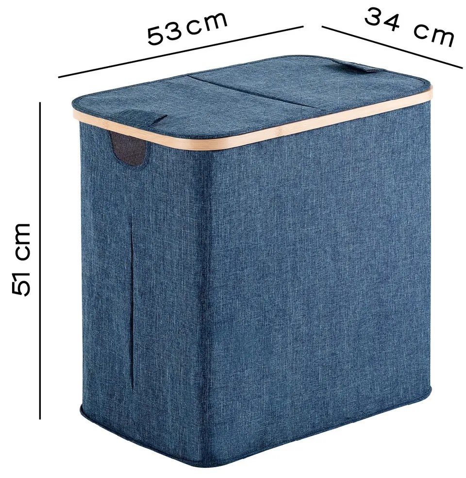 GEDY 133805 Yoshi coș pentru rufe 53 x 51 x 34 cm,bambus, albastru