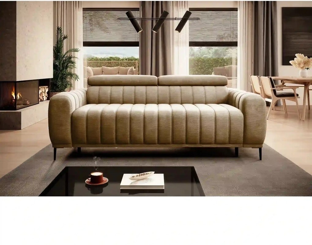 Canapea extensibila GANDI 160, stofa catifelata bej - Riviera 16, cu t