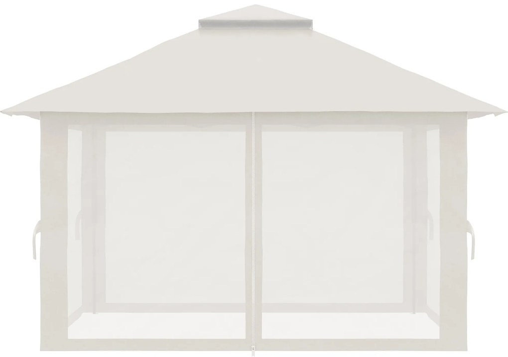 Outsunny Tonela de grădină pop-up pliabilă cu acoperiș dublu protecție UV 50+ cu 4 plase de țânțari cu fermoar 4 x 4 m Alb | Aosom Romania