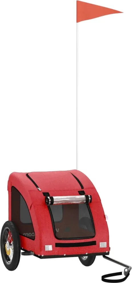 vidaXL Remorcă de bicicletă animale companie, roșu, textil oxford/fier
