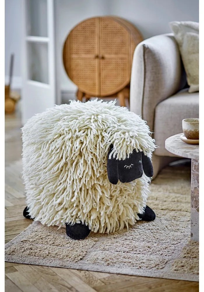 Fotoliu puf pentru copii crem cu tapițerie din lână Dolly – Bloomingville Mini