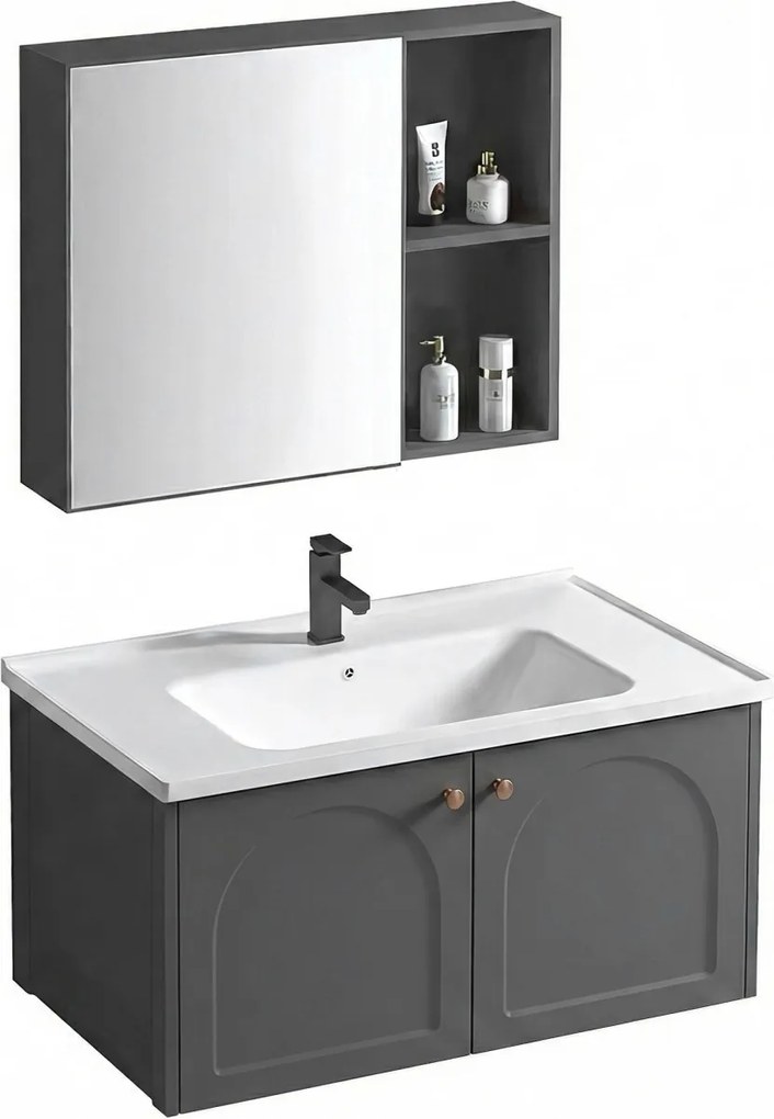 Set mobilier de baie cu lavoar Denver 80cm Grey