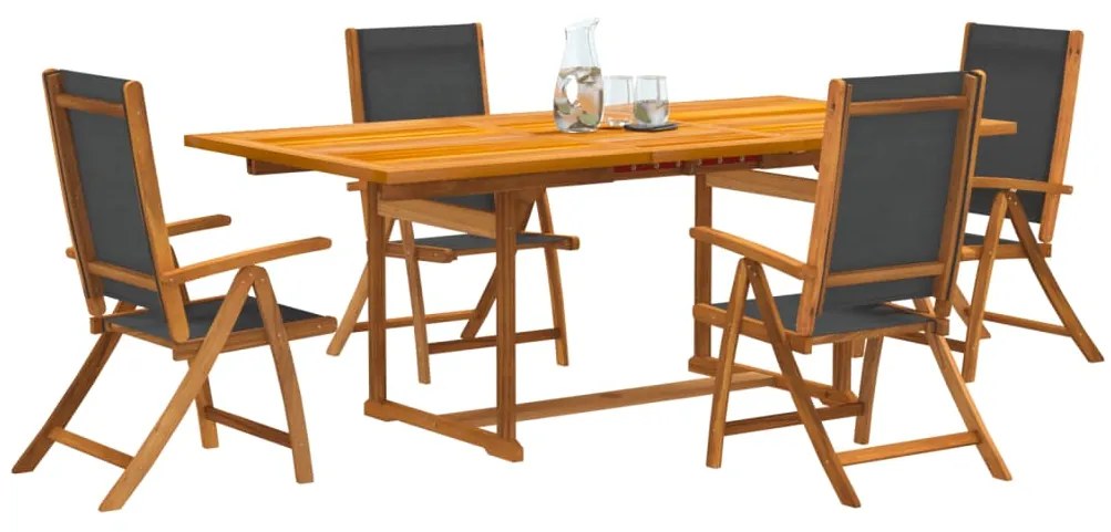 vidaXL Set mobilier de grădină, 5 piese, lemn masiv acacia/textilenă