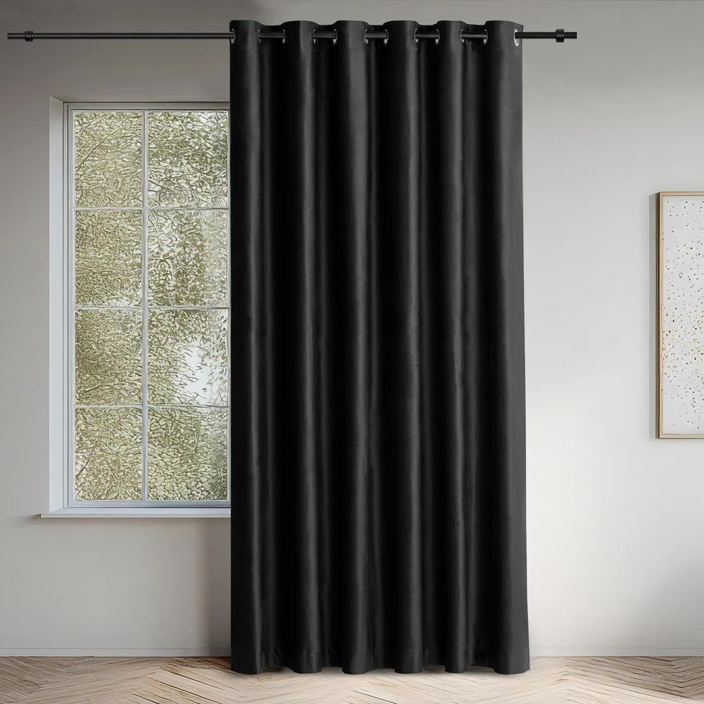 Draperie neagră dimout (semi-opacă) din catifea 265x300 cm Velto – Filumi