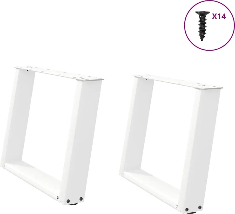 vidaXL Picioare pentru măsuță de cafea în formă de U, 2 buc., alb, 70x(42-43) cm, oțel