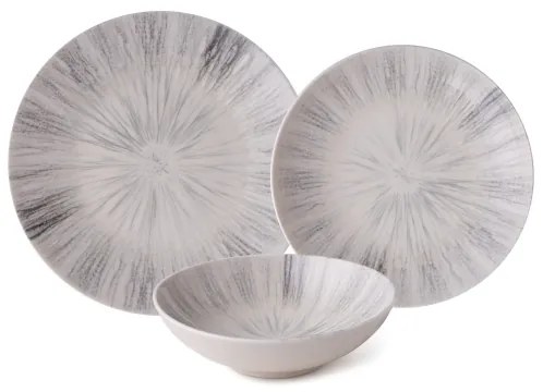 Set veselă 24 piese din porțelan, gri