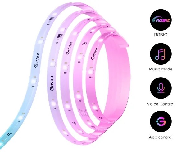 Bandă Govee Wi-Fi RGBICW Smart PRO LED 10m MATTER extra durabilă