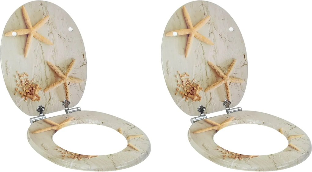 vidaXL Capac de toaletă cu închidere lentă 2 pcs Galben și alb