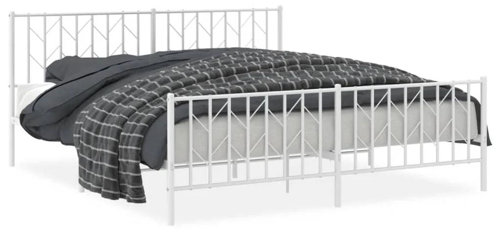 374508 vidaXL Cadru pat metalic cu tăblie de cap/picioare , alb, 180x200 cm