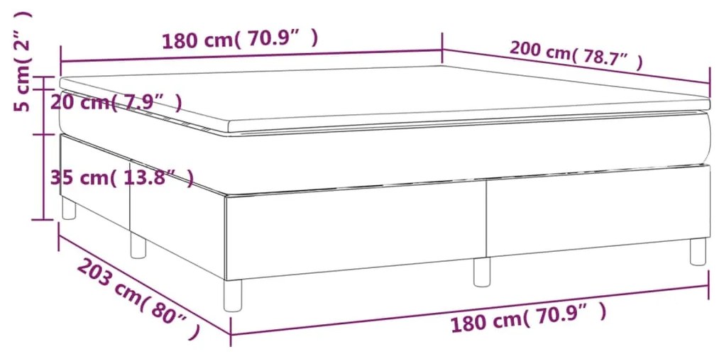 Pat box spring cu saltea, albastru inchis, 180x200 cm, catifea Albastru inchis, 35 cm, 180 x 200 cm