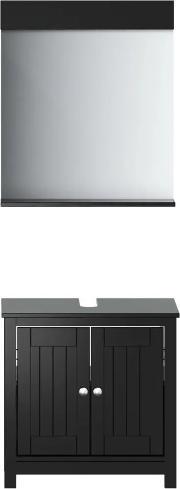 vidaXL Set mobilier de baie „BERG”, 2 piese, negru, lemn masiv de pin
