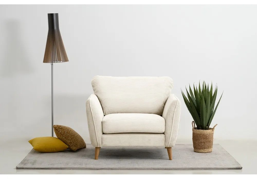 Fotoliu alb cu tapițerie din catifea reiată Paris – Scandic