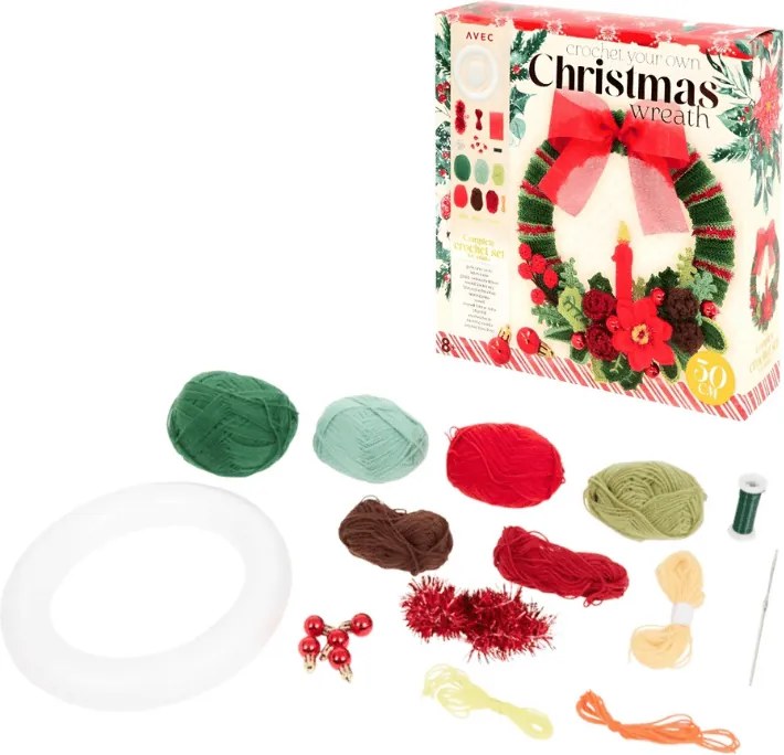 Set creativ CHRISTMAS WREATH pentru crosetat coronita de Craciun