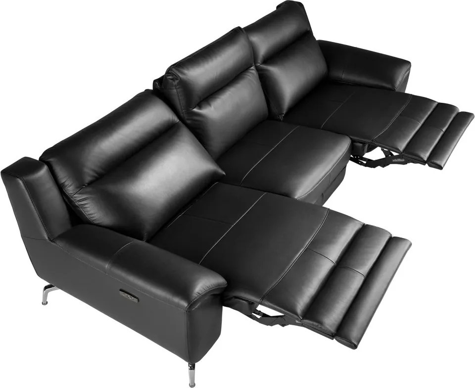 Canapea 3 locuri eleganta, design LUX cu functia relax Cowhide black
