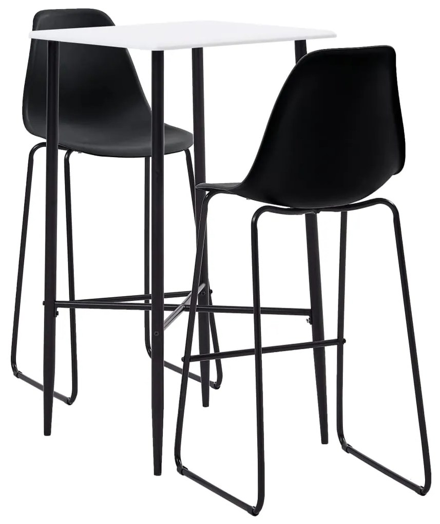 vidaXL Set mobilier de bar, 3 piese, negru, plastic