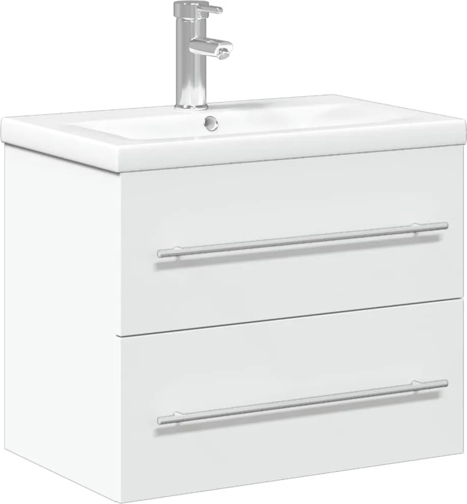 vidaXL Dulap pentru chiuvetă de baie, lavoar încorporat, alb