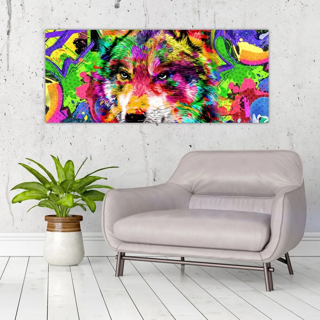 Tablou - Lupul cu graffiti (120x50 cm)