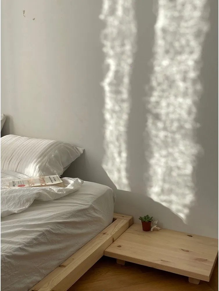 Pat în culoare naturală din lemn de pin fără tăblie cu somieră 90x200 cm Dock – Karup