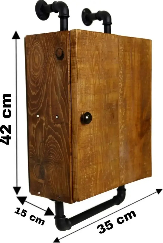 Dulap baie cu oglinda si etajera Calypso Homs, nuc-negru, 45 X 15 X 35 cm,10151