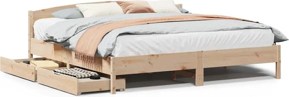 vidaXL Cadru de pat fără saltea, 200x200 cm, lemn masiv pin