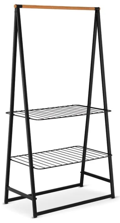 Suport multifuncțional pentru haine Brabantia Linn 1008930, 2 rafturi, Otel, Negru