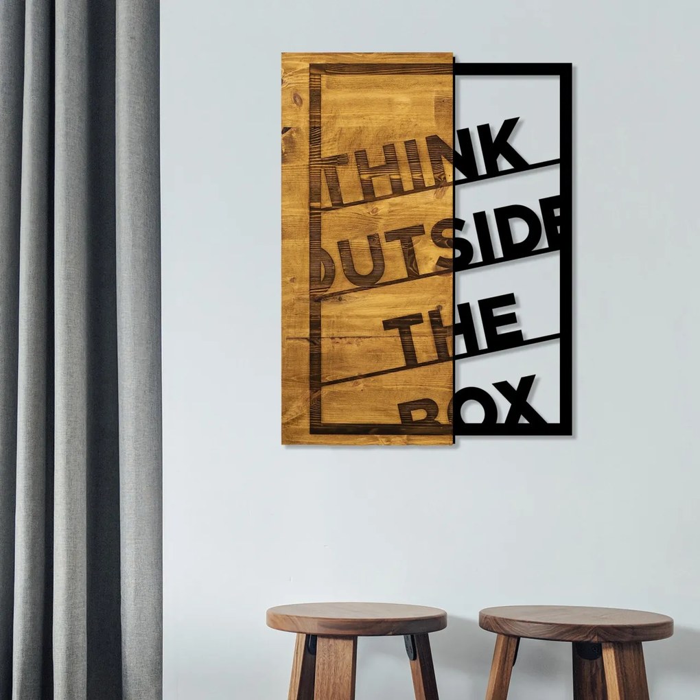 Accesoriu decorativ de perete din lemn Think Outside The Box
