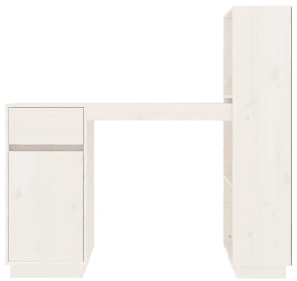 Birou, alb, 110x53x117 cm, lemn masiv de pin Alb
