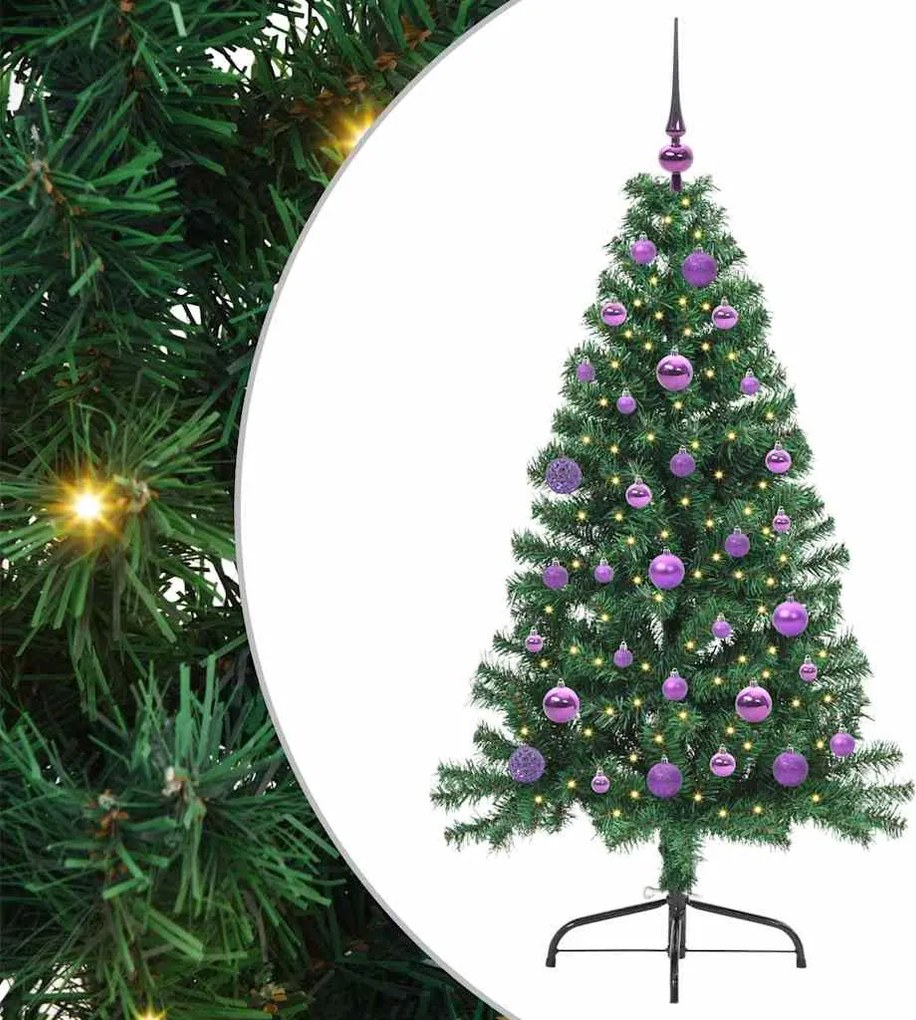 vidaXL Pom de Crăciun artificial pre-iluminat Verde 150 cm PVC